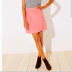 LOFT Pink Wool-blend Mini Skirt with Gold Buttons size 2
